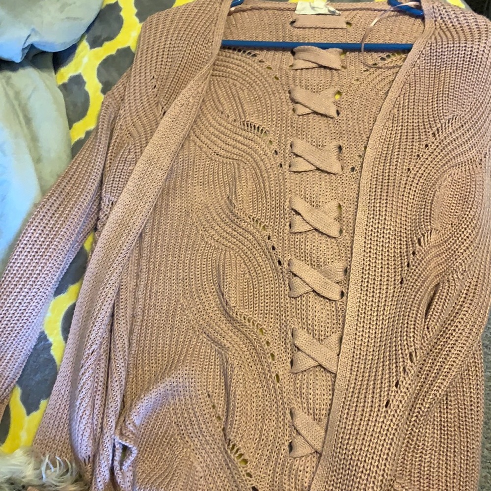 rose pink cardigan